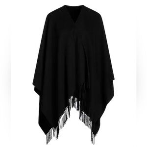 New York & Company Black Fringe Cape Sweater